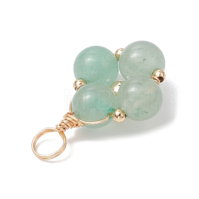 Natural Mixed Gemstone Round Copper Wire Wrapped Pendants PALLOY-JF03047-1