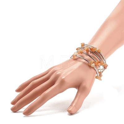 5-Loop Natural Red Aventurine Chip Beaded Wrap Bracelets for Women BJEW-JB01517-05-1