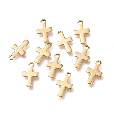 Ion Plating(IP) 304 Stainless Steel Tiny Cross Charms X-STAS-E104-34G-1