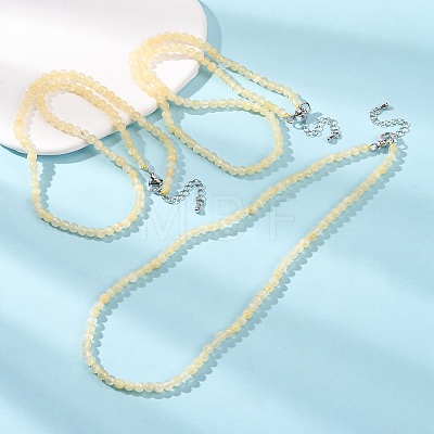 4MM Grade A Natural Golden Silk Jade Round Beaded Necklaces GG-CBAA808-03P-A-1
