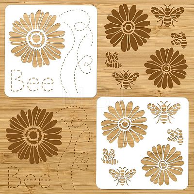 2Pcs 2 Styles PET Hollow Out Drawing Painting Stencils DIY-WH0416-0001-1