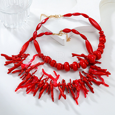 Bohemian and Exaggerated Resin Bib Necklace Sets NJEW-K384-09-1