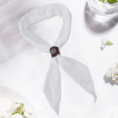 2Pcs 2 Colors Leather & Alloy & Synthetic Turquoise Scarf Clips AJEW-CL0005-24C-1