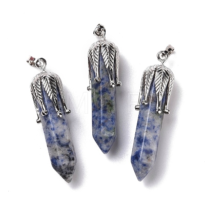 Natural Blue Spot Jasper Big Pointed Pendants G-E059-03AS-01-1