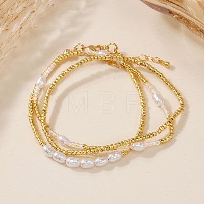 3Pcs Imitation Pearl Beaded Stretch Bracelets Sets for Women AM8486-4-1