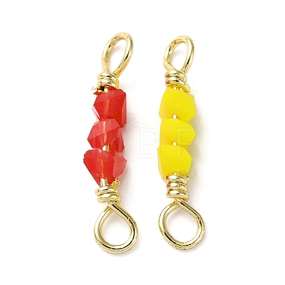 3 Faceted Glass Beads Connector Charms KK-D044-05G-1