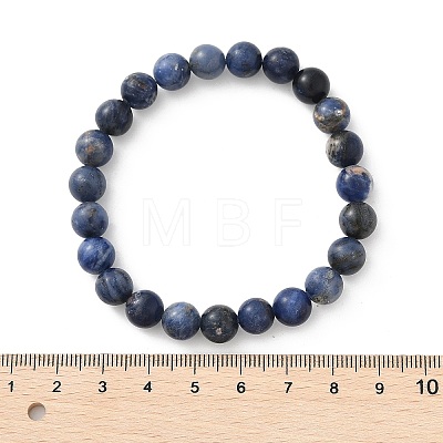 Natural Sodalite Round Beaded Stretch Bracelets BJEW-F203-05-1