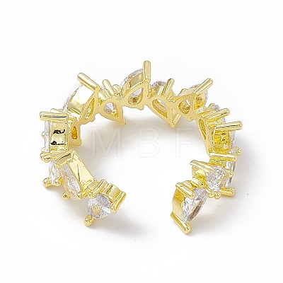 Rack Plating Eco-Friendly Brass Micro Pave Clear Cubic Zirconia Rings RJEW-B025-03G-1