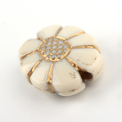 Flower Plating Acrylic Beads PACR-Q102-09A-1