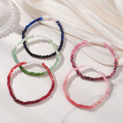 Dyed Natural Malaysia Jade Rondelle Beads Stretch Bracelets for Women BJEW-JB13042-1