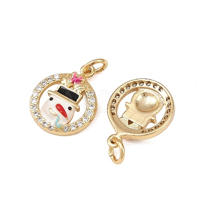 Christmas Brass Micro Pave Cubic Zirconia Enamel Charms KK-L255-19G-01-1