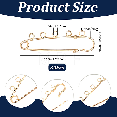 30Pcs Iron Brooch Findings IFIN-SC0002-10A-KCG-1