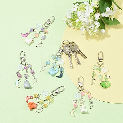 Alloy & Acrylic & Resin Pendant Decorations HJEW-YW00335-01-1
