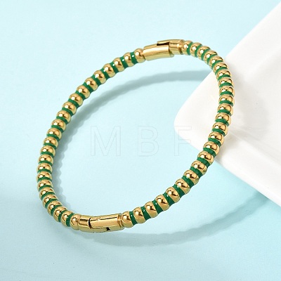 304 Stainless Steel Enamel Bangles for Women BJEW-D408-37G-1