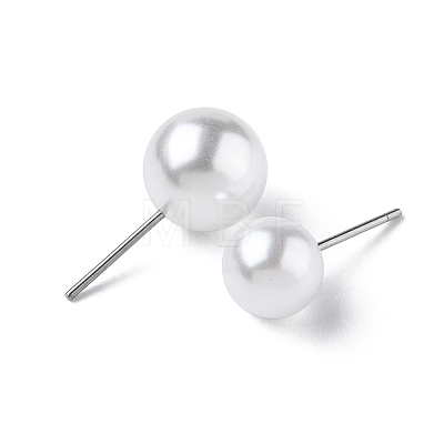 60Pcs 3 Size Grade A Plastic Imitation Pearl Stud Earrings for Women EJEW-YW0001-09-1