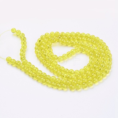 1Strand Yellow Transparent Crackle Glass Round Beads Strands X-CCG-Q001-6mm-04-1