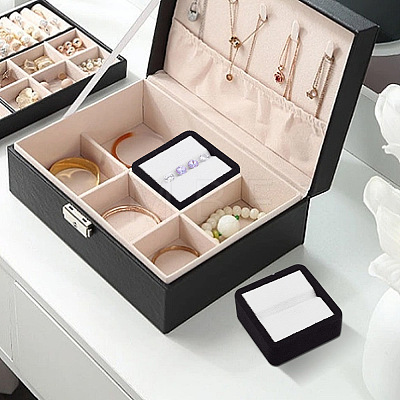 Square Velvet with Fibre Cloth Loose Diamond Jewelry Display Case ODIS-WH0038-23B-1