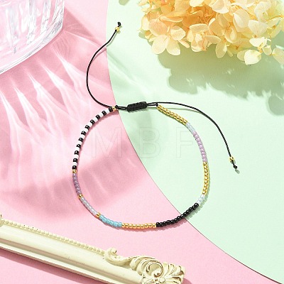 Glass Seed Braided Bead Bracelet for Women BJEW-JB09601-1