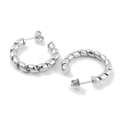 Tarnish Resistant 304 Stainless Steel Twisted Half Hoop Stud Earrings for Women EJEW-C096-11P-1