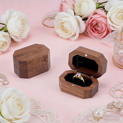 Octagon Wooden Ring Magnetic Boxes CON-WH0107-123A-1