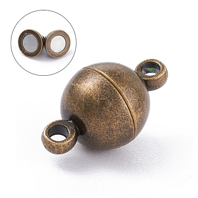 Round Brass Magnetic Clasps with Loops MC019-AB-1