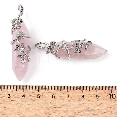 Natural Rose Quartz Double Terminal Pointed Pendants G-C144-03P-06-1