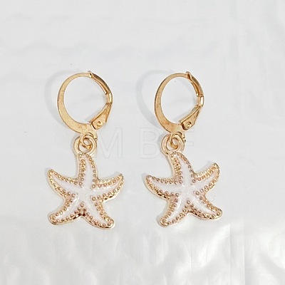 Ocean Theme Alloy Enamel Star Leverback Earrings FS-WG4EEAF-02-1