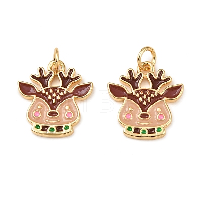 Christmas Brass Enamel Pendants KK-L255-17G-04-1