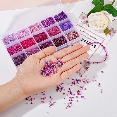 3750Pcs 15 Style 8/0 Glass Round Seed Beads SEED-YW0001-40B-1