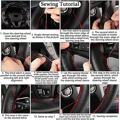 SUPERFINDINGS Genuine Leather Steering Wheel Cover AJEW-FH0001-95-1