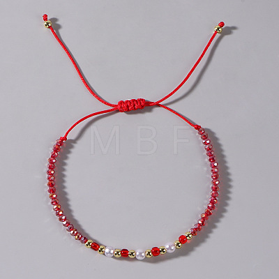 Elegant Imitation Pearl & Glass & Brass Beads Braided Bead Bracelets for Women SF9427-3-1