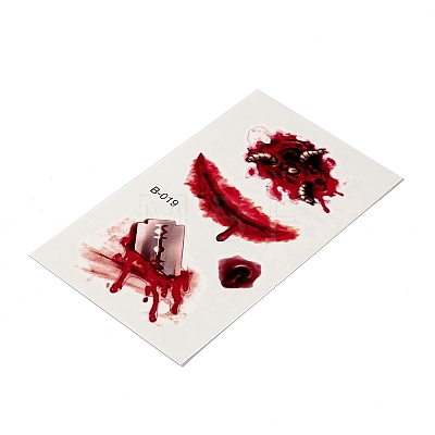 10Pcs 10 Style Halloween Horror Realistic Bloody Wound Scar Removable Temporary Water Proof Tattoos Paper Stickers AJEW-G048-06-1