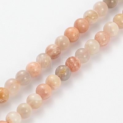 Natural Multi-Moonstone Round Beads Strands G-O030-6mm-10-1