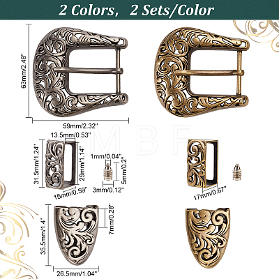   4 Sets 2 Colors Belt Alloy Buckle Sets FIND-PH0018-37-1