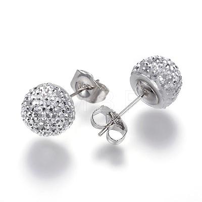 Rhinestone Ball Stud Earrings EJEW-F063-B02-1