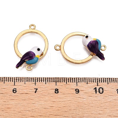 Rack Plating Alloy Colorful Enamel Ring with Bird Links Connector Charms ENAM-N056-390KCG-1