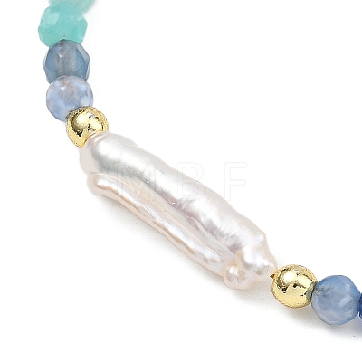 Natural & Synthetic Gemstone & Baroque Pearl Keshi Pearl Beaded Bracelets for Women BJEW-JB13594-1