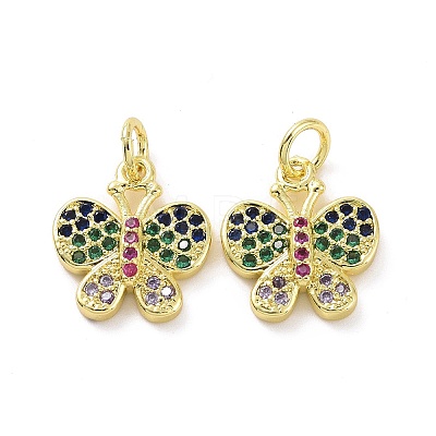 Brass Micro Pave Colorful Cubic Zirconia Charms KK-E068-VF096-1