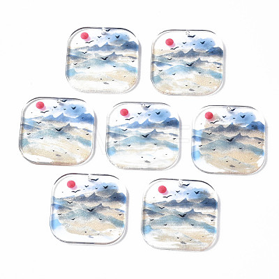 Transparent Printed Acrylic Pendants KY-S163-292-1