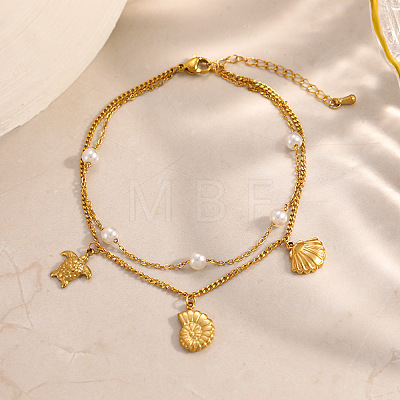 Ocean Shell Shape & Turtle Charm Anklets WG11FAC-01-1