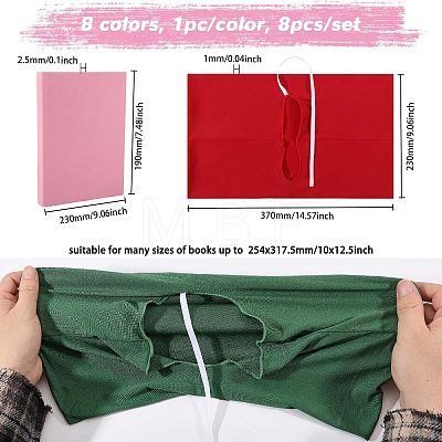 8Pcs 8 Colors Polyester Book Cover OFST-GL0001-07-1
