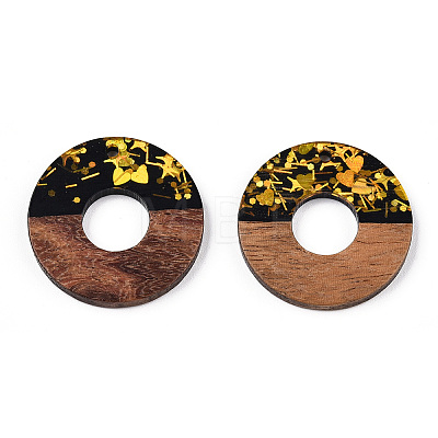 Opaque Resin & Walnut Wood Pendants RESI-N039-41-1