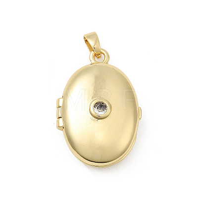 Brass Micro Pave Clear Cubic Zirconia Locket Pendants KK-L262-03G-1