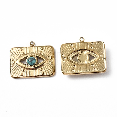 Vacuum Plating 201 Stainless Steel Natural Turquoise Pendants STAS-C064-VC834-1