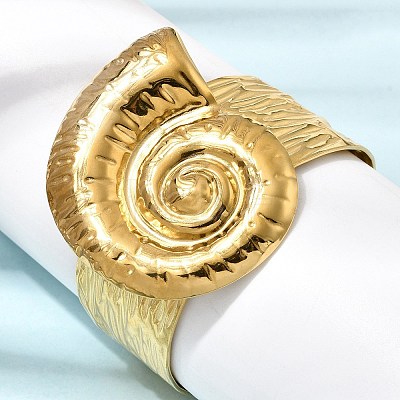 Hammered 304 Stainless Steel Cuff Bangles for Women BJEW-Z177-01G-05-1