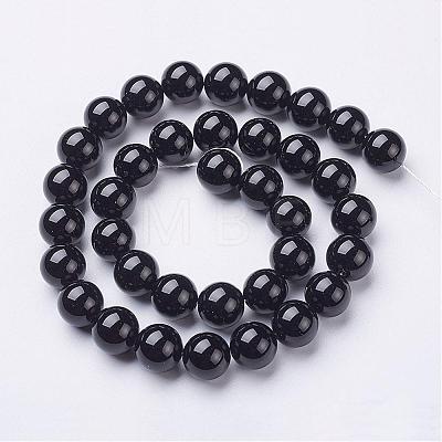 Natural Black Onyx Round Beads Strands GSR10mmC097-1