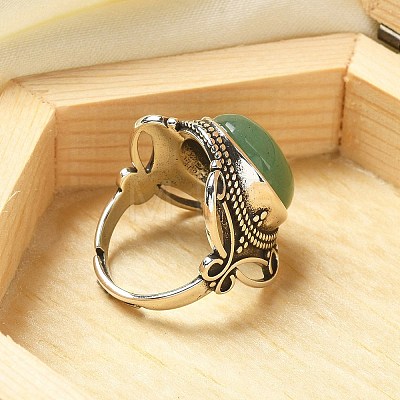 Natural Green Aventurine Adjustable Rings RJEW-I108-02AS-08-1