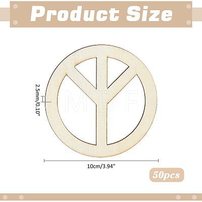 10Pcs Unfinished Blank Wooden Peace Sign Pendants Set for Painting Arts DIY-WH0591-579-1