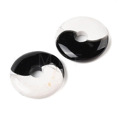 Natural Obsidian & Howlite Yin-yang Pendants FIND-Q109-01-1