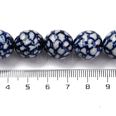 Handmade Blue and White Porcelain Beads Strands PORC-I027-04B-1